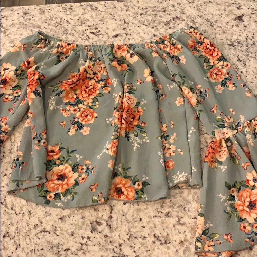 Off Shoulder Bell Sleeve Blouse